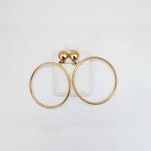 Vintage 1970s Monet Elegant Gold Large Hoop Clip-on Earrings